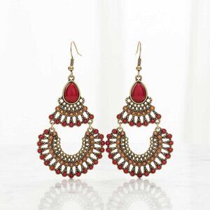 Ladies Fashionable Aztec Red Earrings